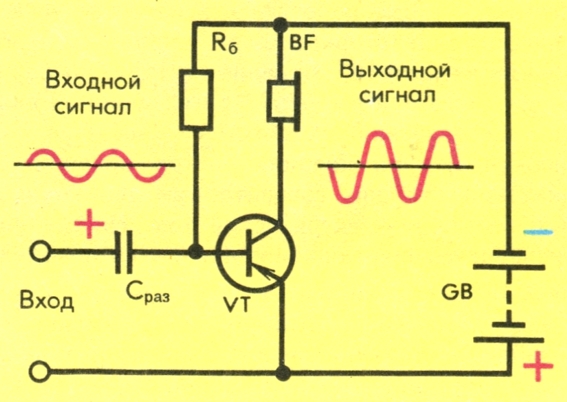 Схема простейшего усилителя звуковой частоты на транзисторе