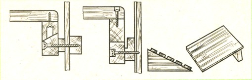 Рис 38. Настенные опоры скамей (слева); подголовники и подставки для ног (справа)