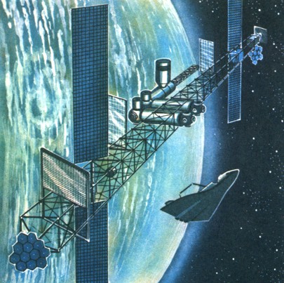 Первая очередь проектируемой американской орбитальной станции.