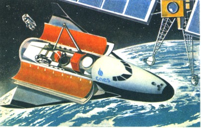 Аэрокосмический корабль "Гермес" на орбите.
