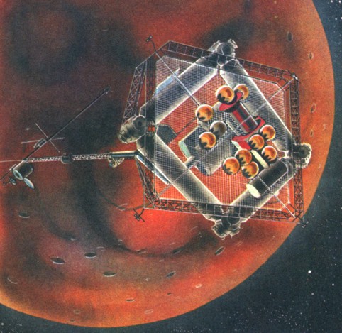Один из вариантов орбитальной марсианской станции.