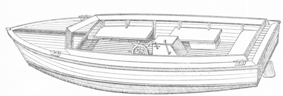 Рис. 247. Открытый вариант катера -дощаника - рабочая лодка.
